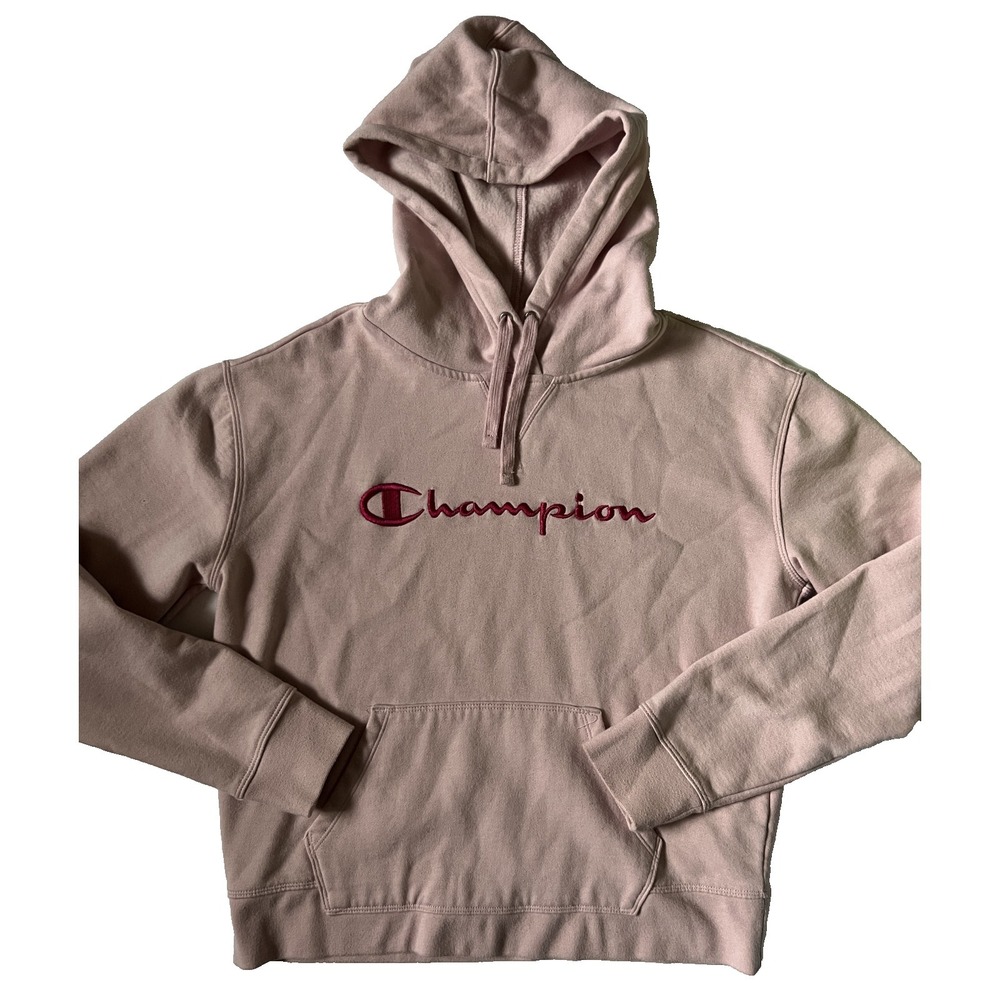 CHAMPION - Women's Pink Logo Hoodie Sweatshirt - Size Medium